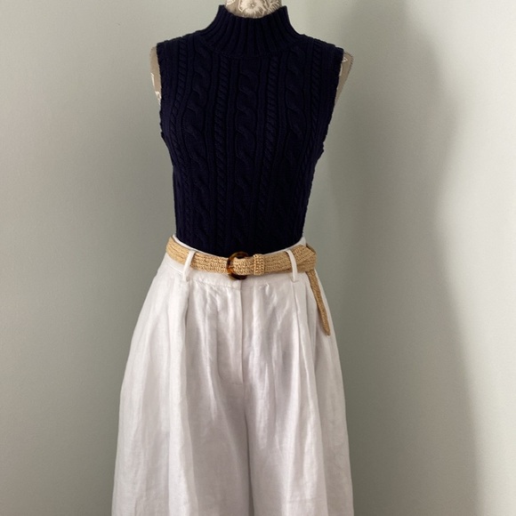BCBGMaxAzria Maelyn Wide Leg Linen Crop Pants Palazzo White XS 25 - Picture 16 of 17